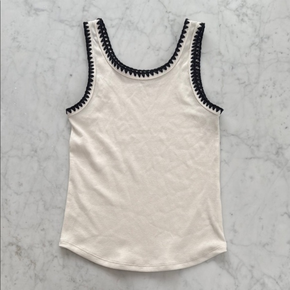 abercrombie kids Cream Tank Top with Black Trim
